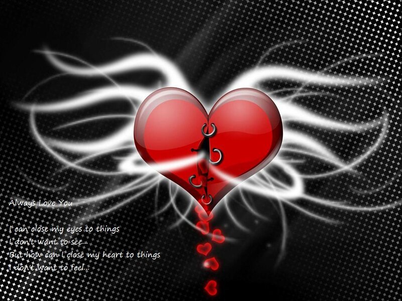 Broken Red Heart — Dramatic, Digital Art, Text
