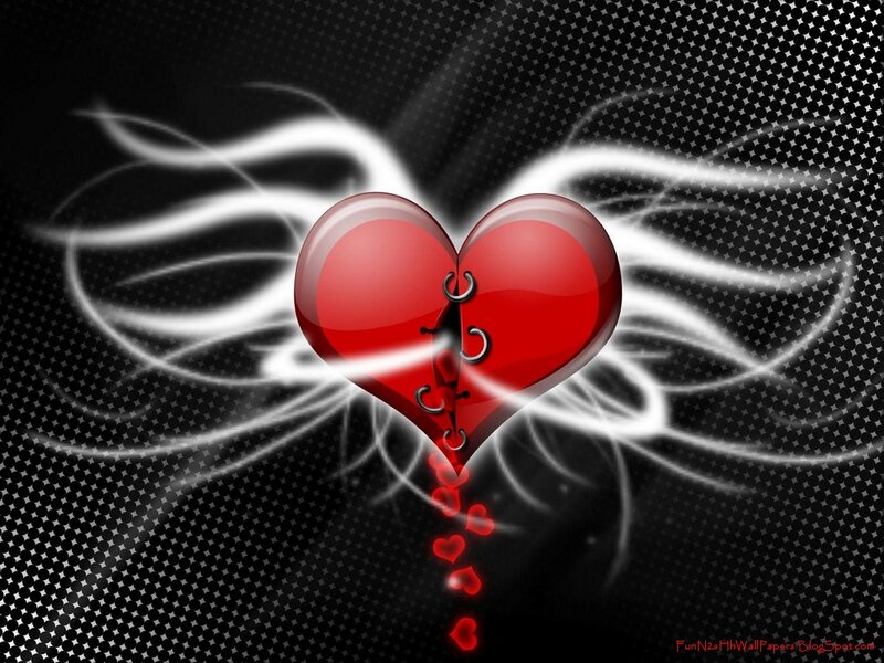 Broken Red Heart — Dramatic, Digital Art, Wings