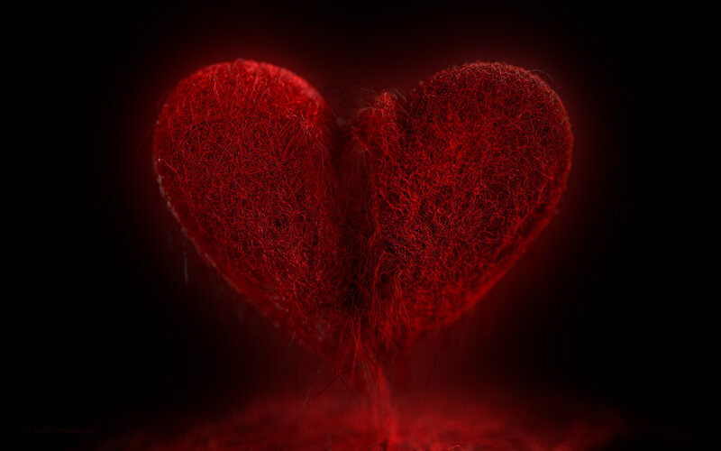 Broken Red Heart — Dramatic, Night, 3d Render