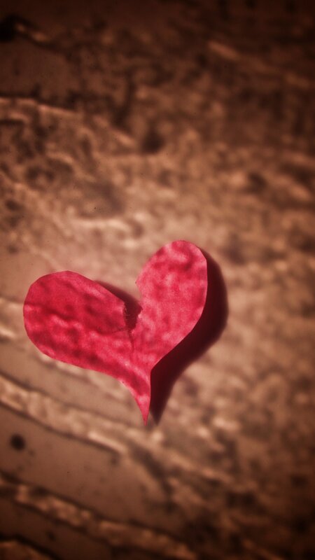 Broken Red Heart — Dramatic, Photograph, Paper