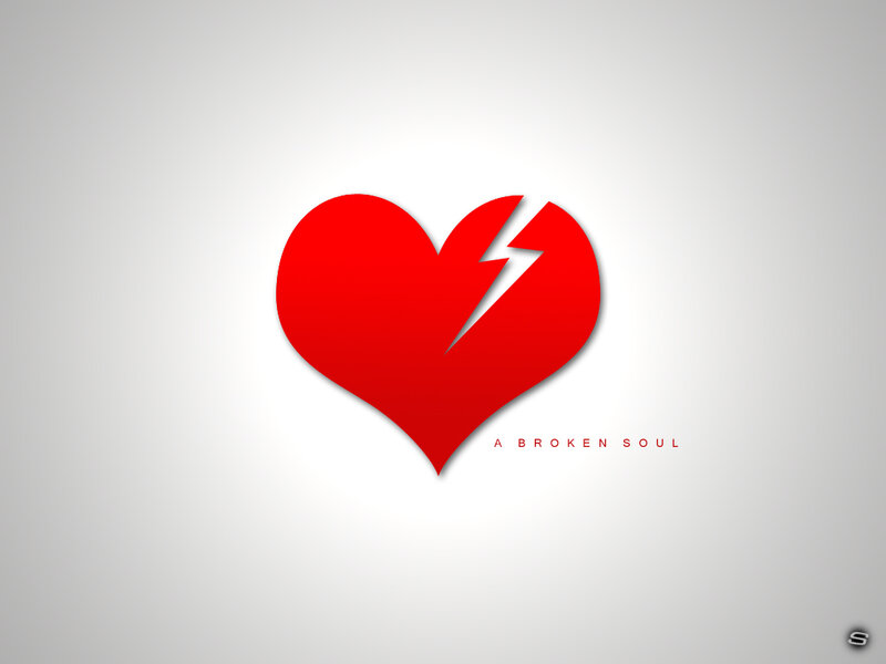 Broken Red Heart — Dramatic, Vector Art, Text