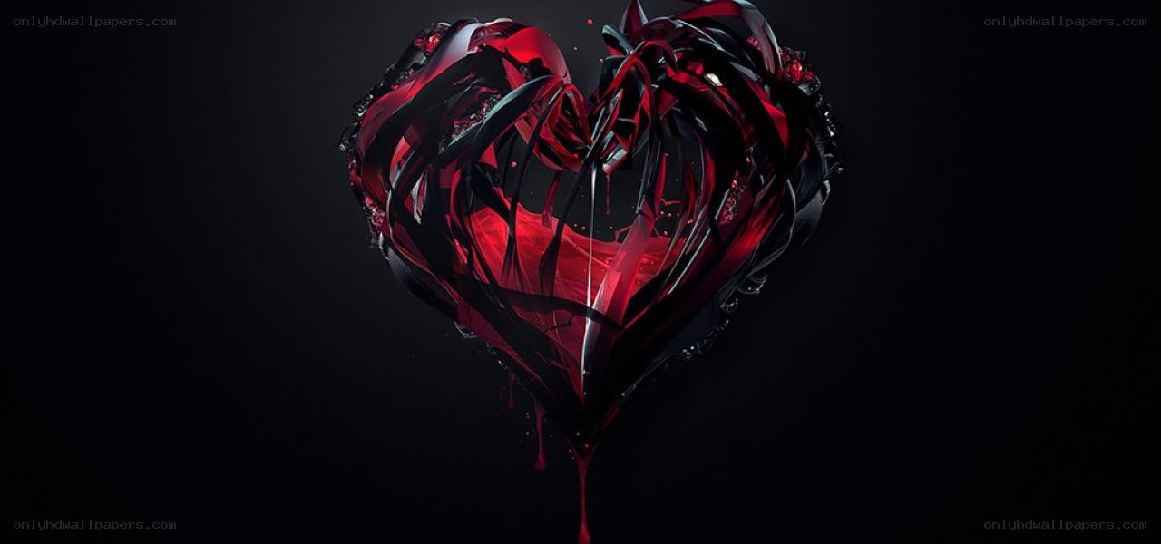 Broken red heart sculpture