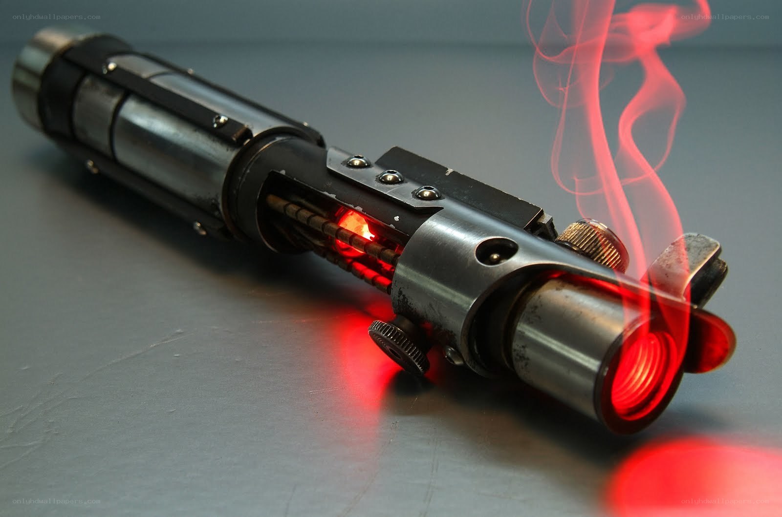 Broken red lightsaber