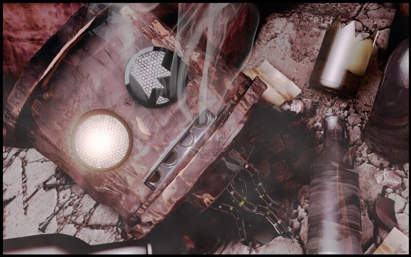 broken robot on rocky ground