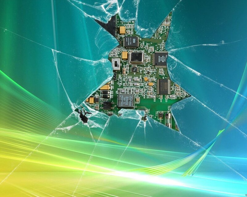 Broken Screen Circuit Board — Green