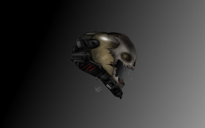 Broken skull helmet concept