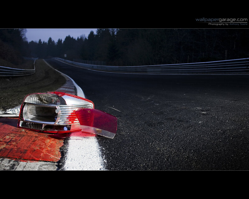 Broken taillight on a racetrack