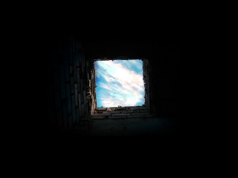 Broken Window View — Blue