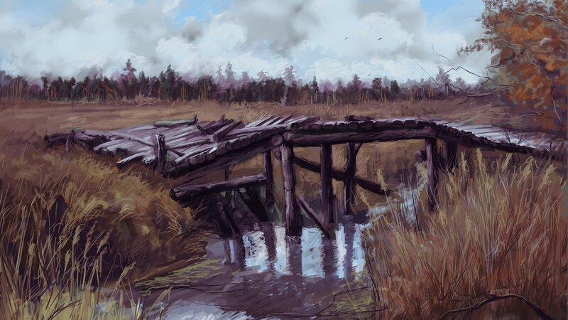 Broken Wooden Bridge — Brown