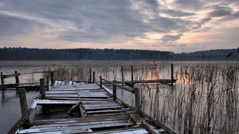 Broken Wooden Dock — Gray