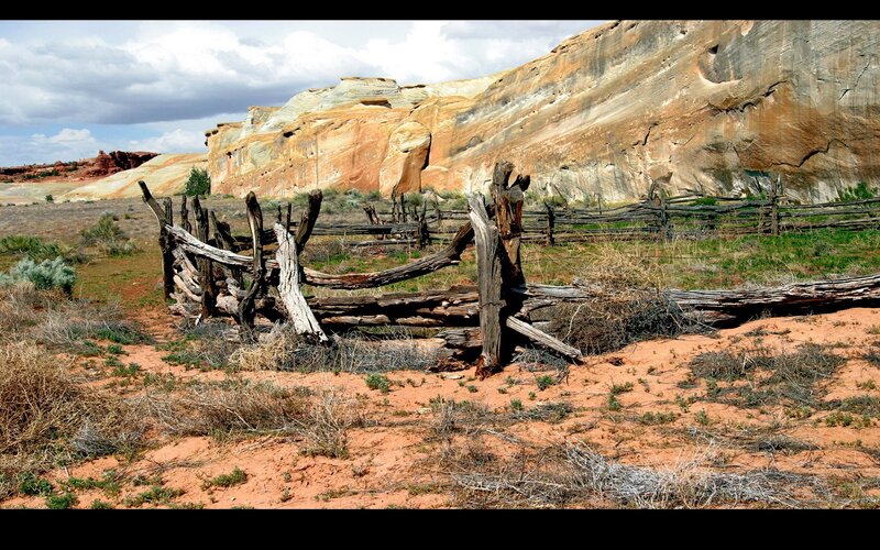 Broken Wooden Fence — Brown
