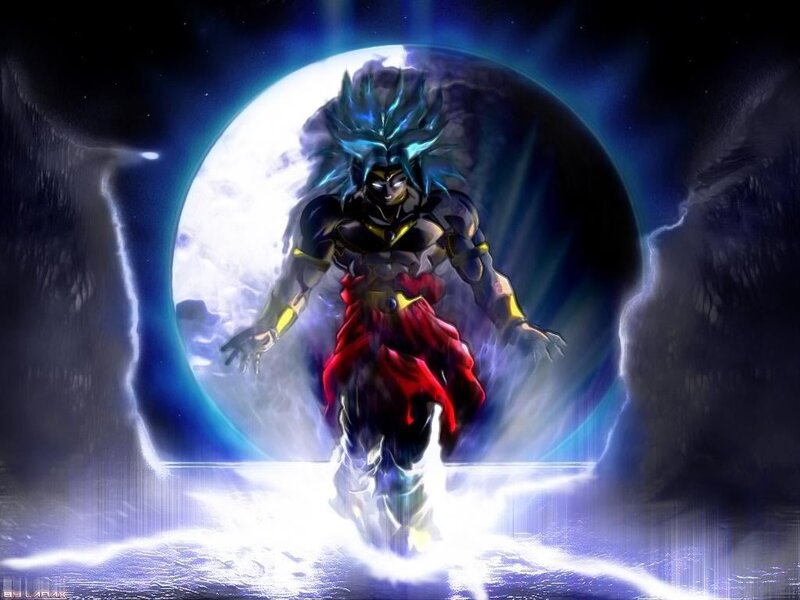 Broly in Super Saiyan Form — Blue, Dramatic, Night
