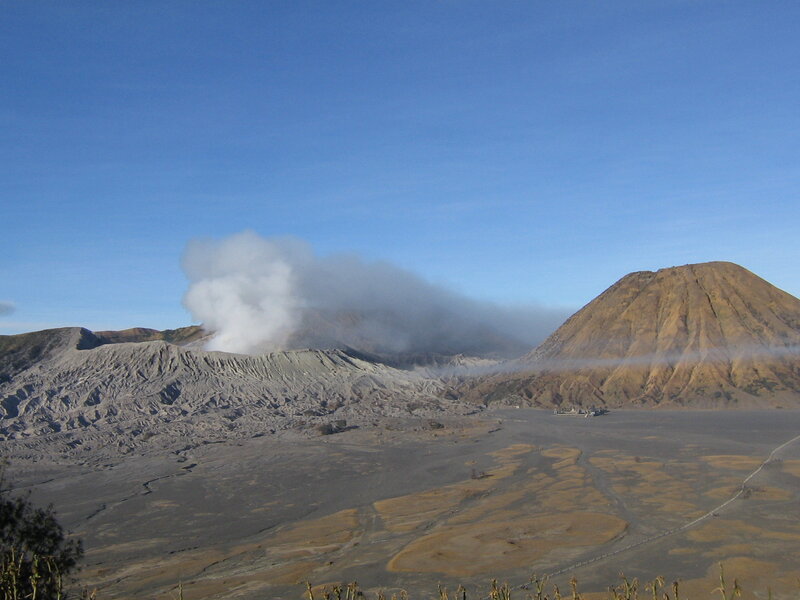 Bromo volcano erupting