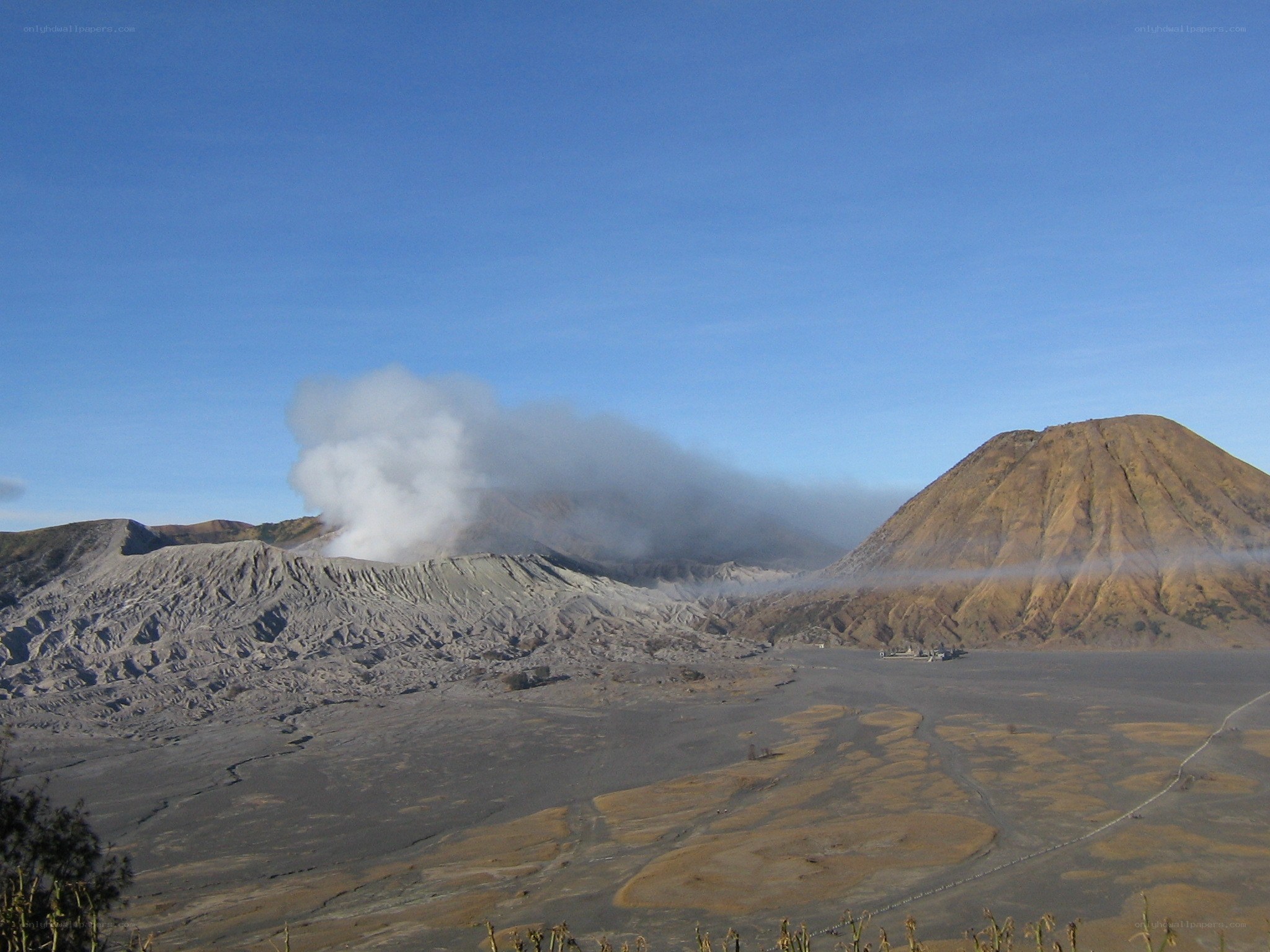 Bromo volcano erupting