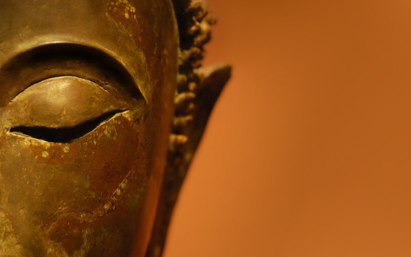 Bronze Buddha Statue — Brown, Serene, Photograph
