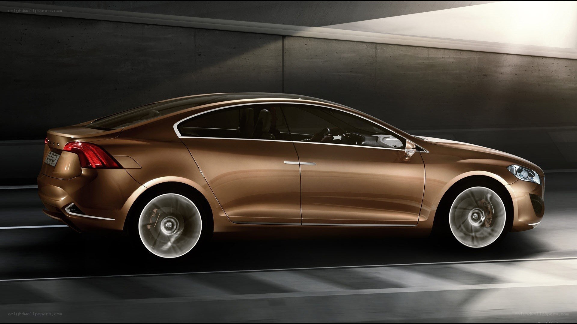 bronze concept car in motion