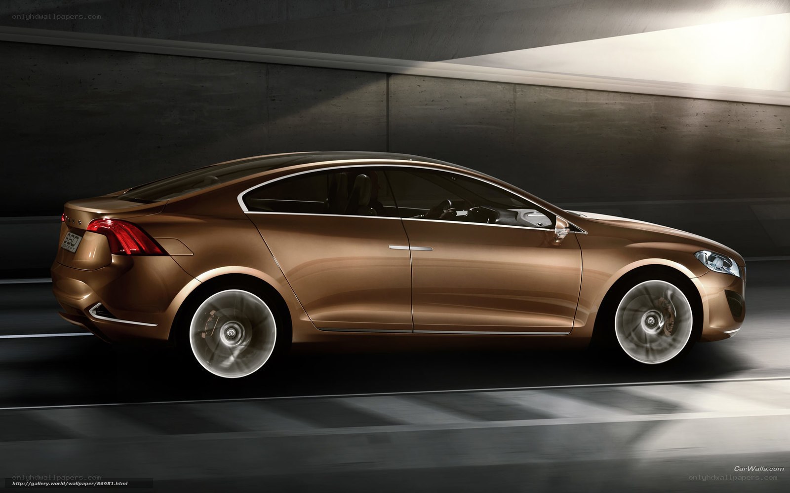 Bronze concept car in tunnel