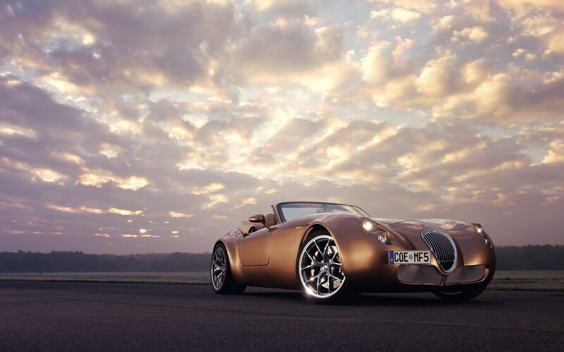 Bronze Convertible Car — Brown, Dramatic, Sunset