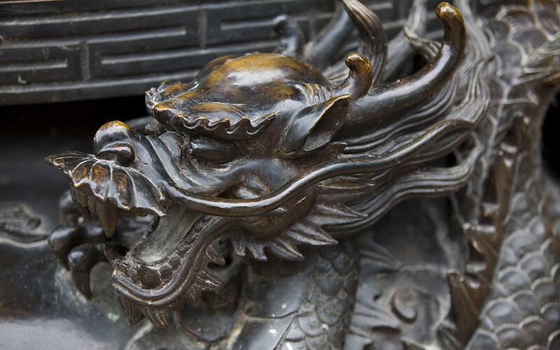 Bronze Dragon Sculpture — Black