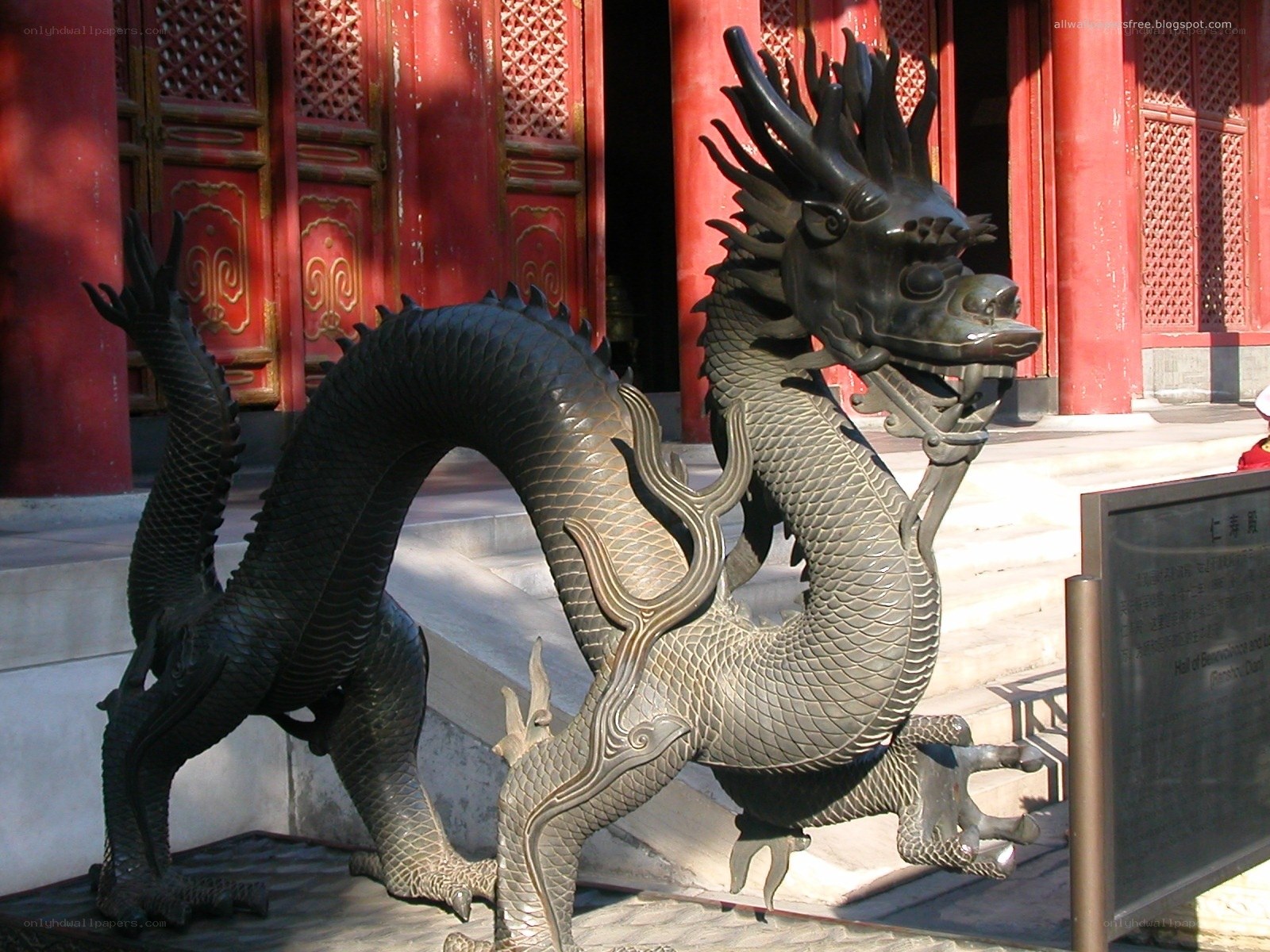 Bronze dragon statue at temple