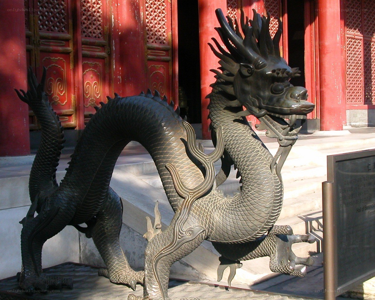Bronze dragon statue at temple