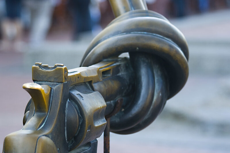 Bronze Gun Sculpture