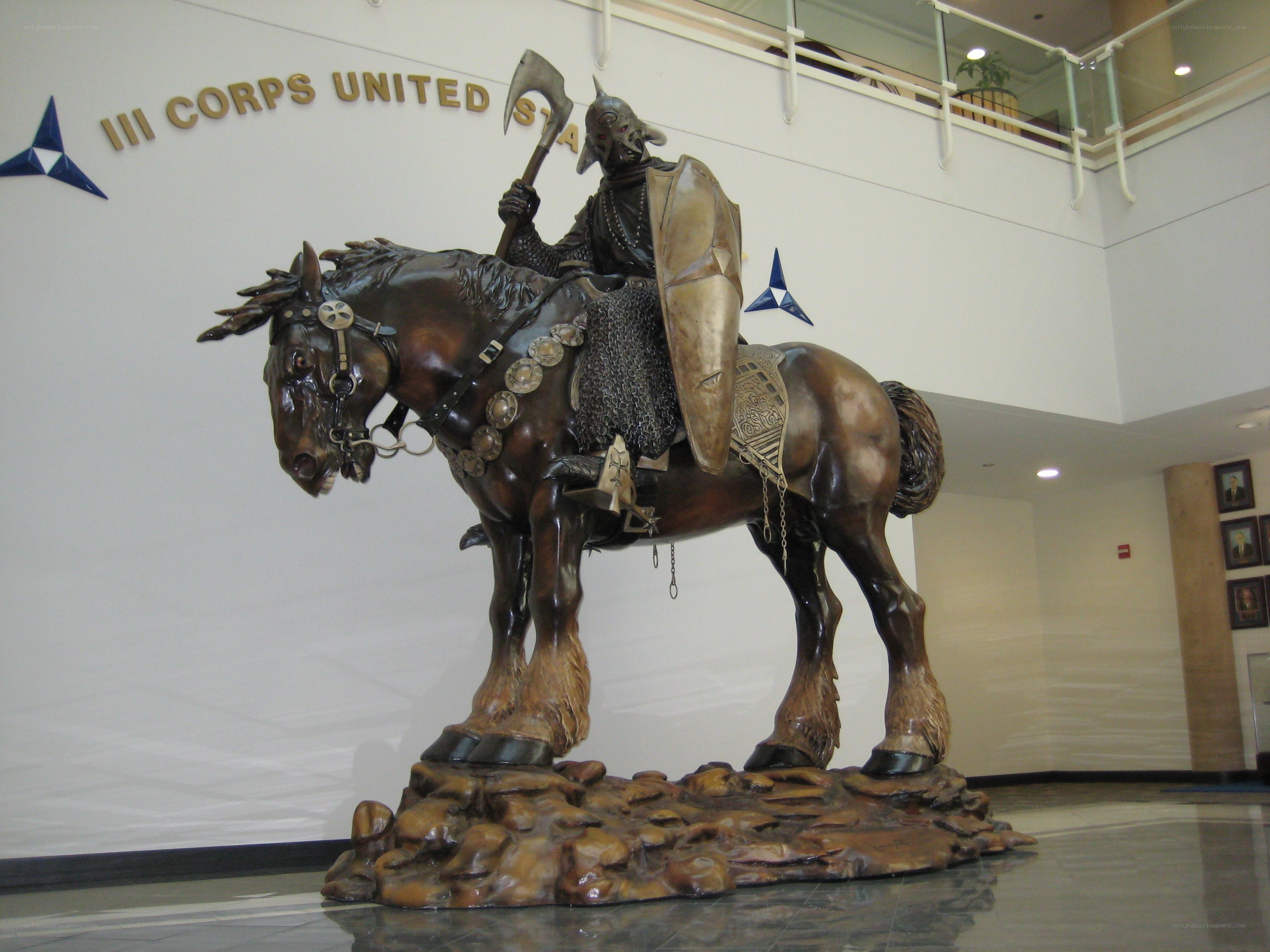 Bronze knight statue on horse
