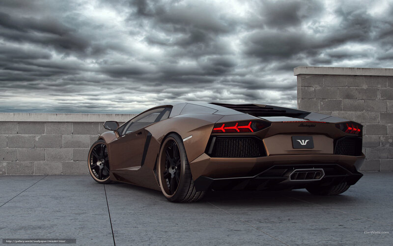 Bronze Lamborghini Aventador — Brown, Dramatic, 3d Render, Car, Wall, Sky