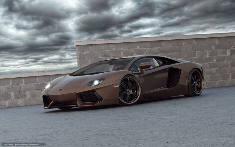 Bronze Lamborghini Aventador — Brown, Dramatic, 3d Render, Car, Wall