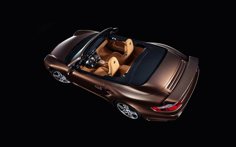 Bronze Porsche convertible interior