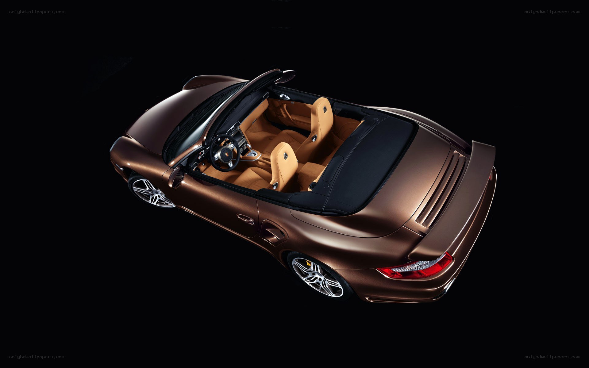 Bronze Porsche convertible interior
