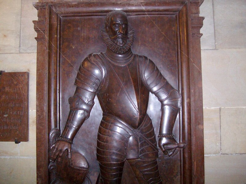 bronze relief of a knight