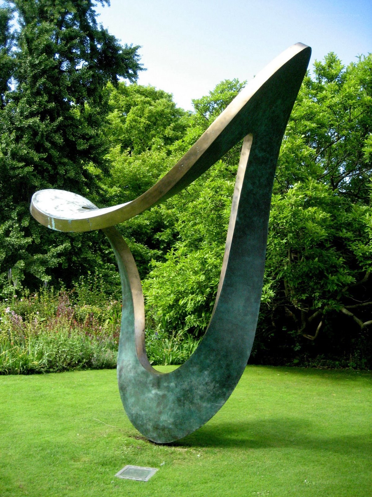 Bronze sculpture in garden