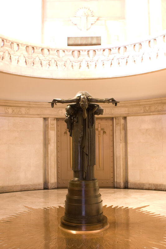 bronze sculpture in grand hall