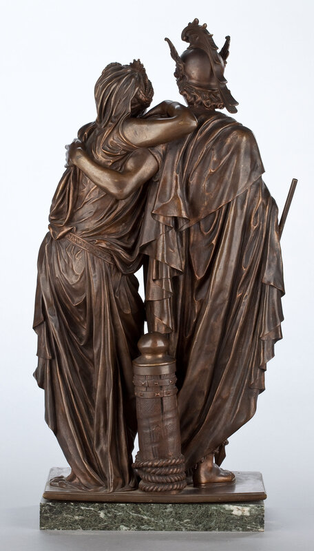 Bronze sculpture of embracing figures