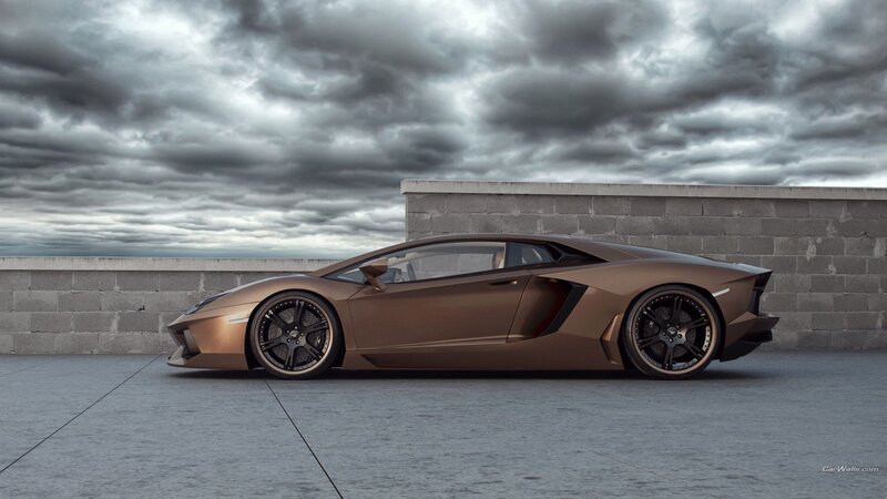 Bronze Sports Car — Brown, Dramatic, 3d Render, Wall, Sky