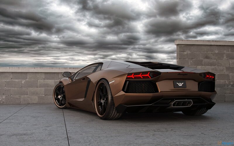 Bronze Sports Car — Brown, Dramatic, Photograph, Wall, Sky