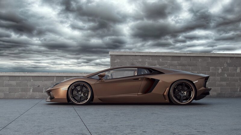 Bronze sports car on concrete