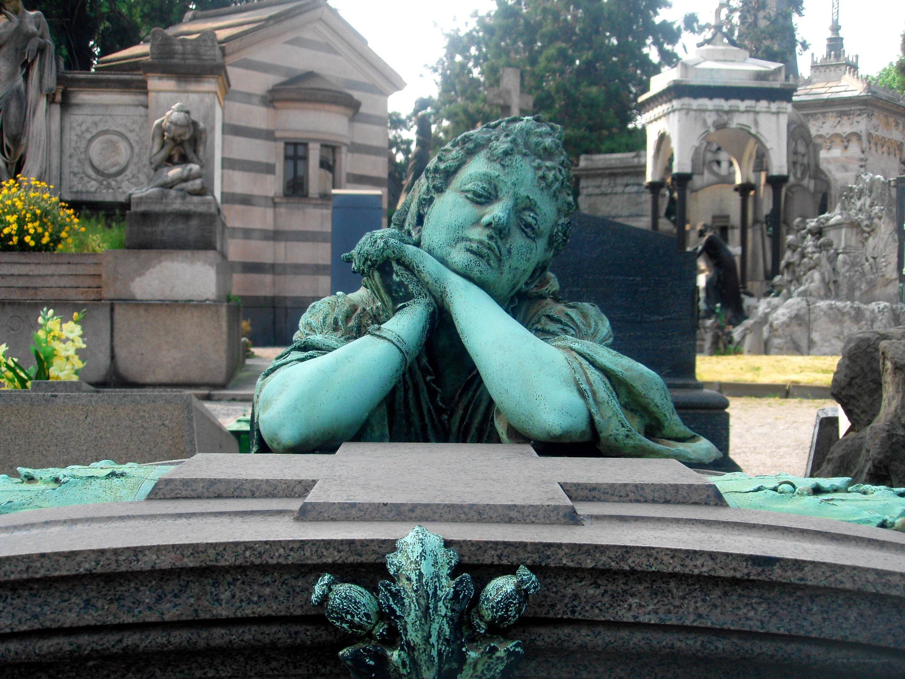 bronze statue at cemetery