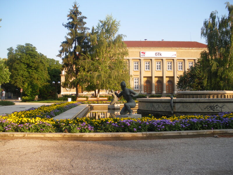Bronze Statue in Fountain