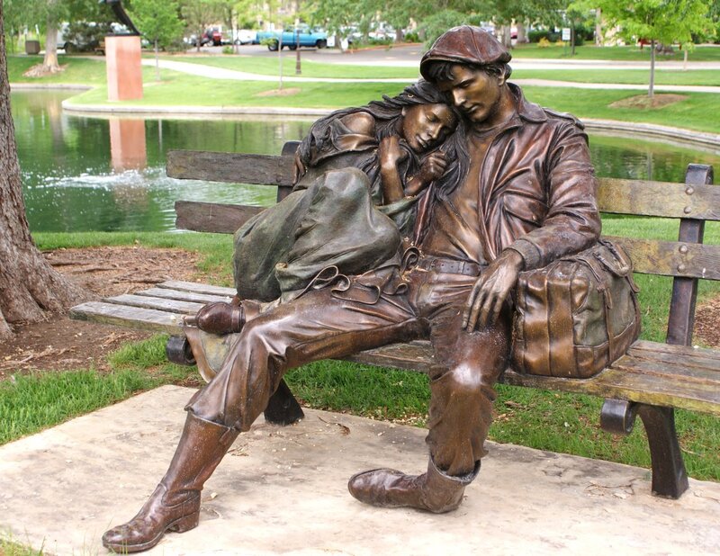 Bronze Statue of Couple