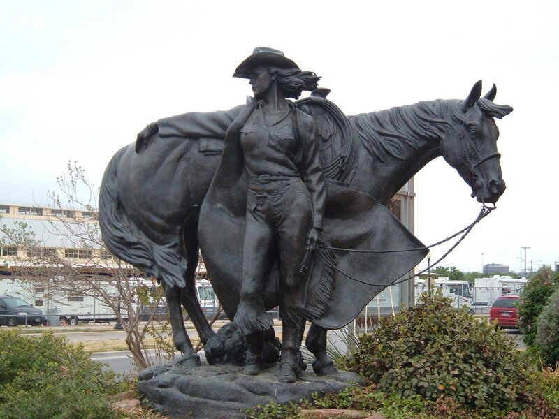Bronze Statue of Woman and Horse