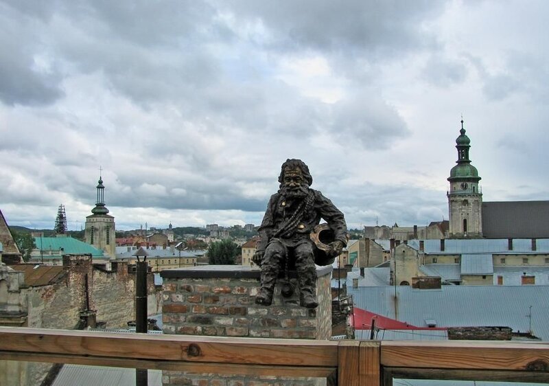 Bronze Statue on Rooftop