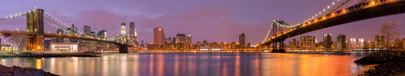 Brooklyn and Manhattan Bridges — Purple, Serene