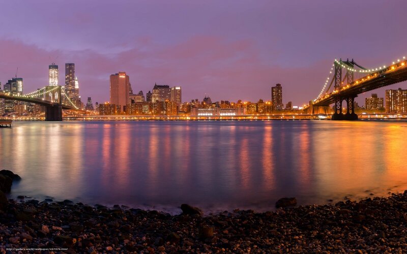 Brooklyn and Manhattan Bridges — Purple
