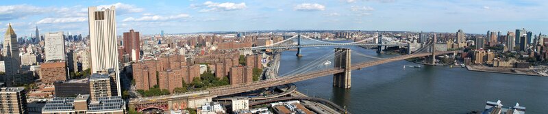 Brooklyn Bridge and Manhattan Skyline — Blue