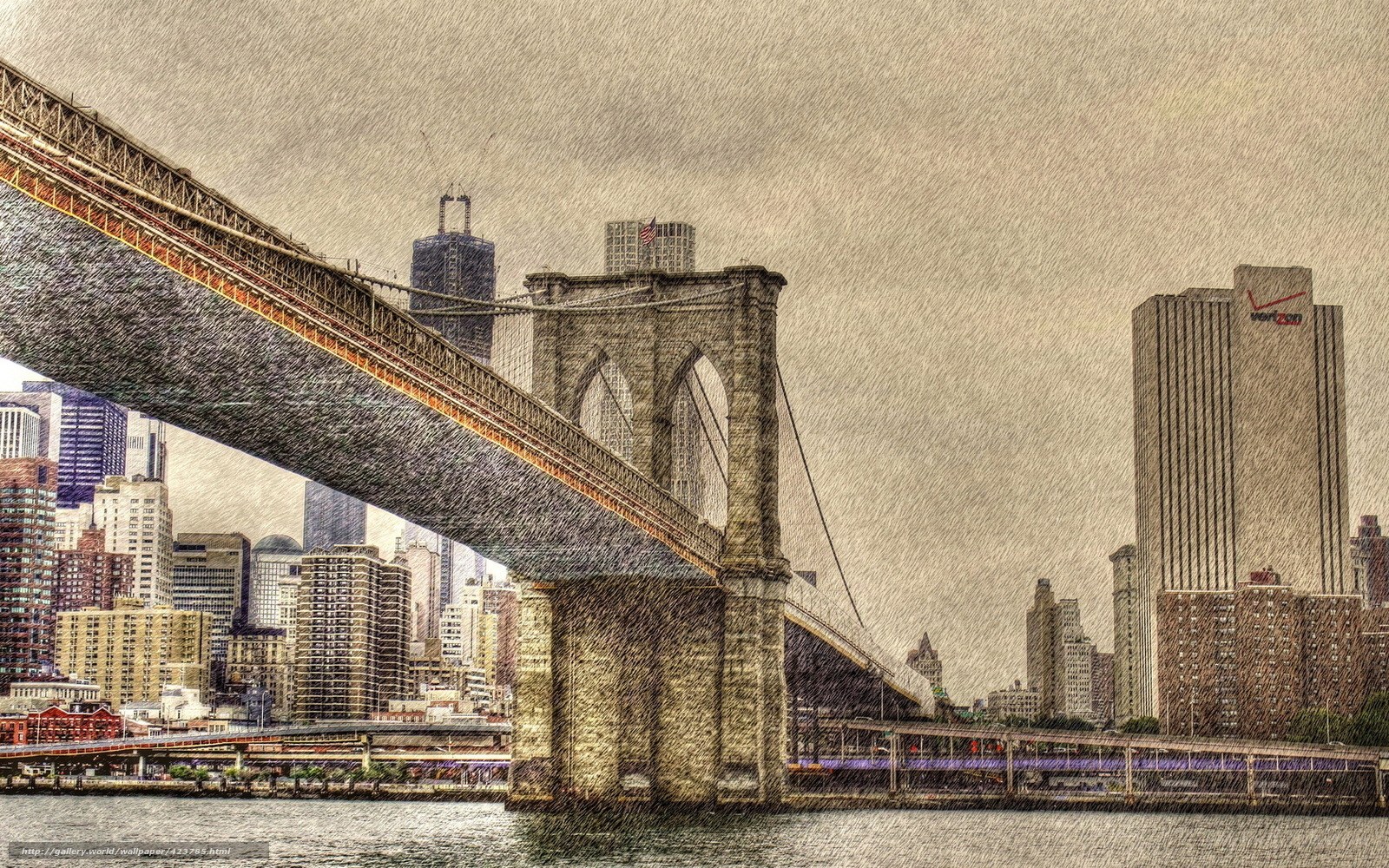 Brooklyn Bridge and NYC skyline