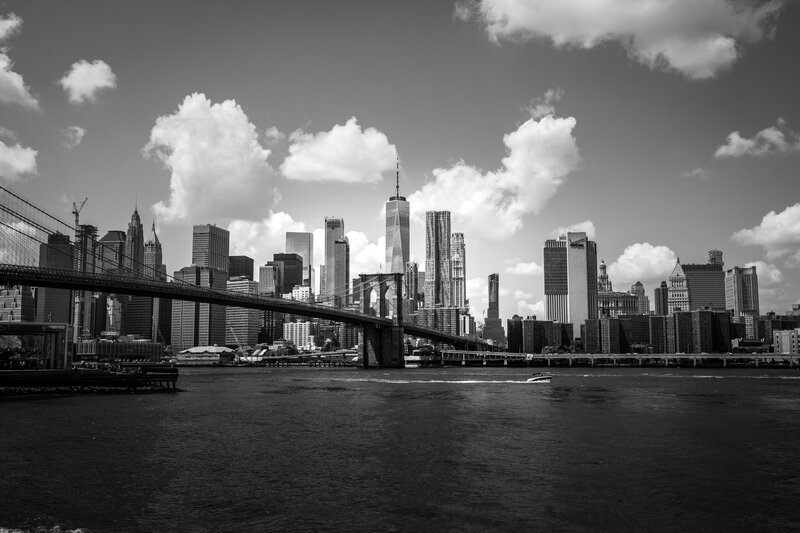 Brooklyn Bridge and Skyline — Black, Dramatic