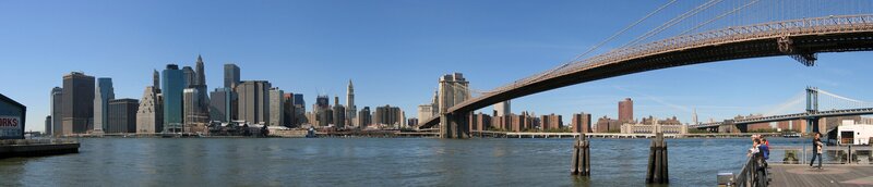 Brooklyn Bridge and Skyline — Blue, Calm, Afternoon