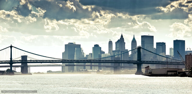 Brooklyn Bridge and Skyline — Blue, Dramatic, Afternoon, Photograph